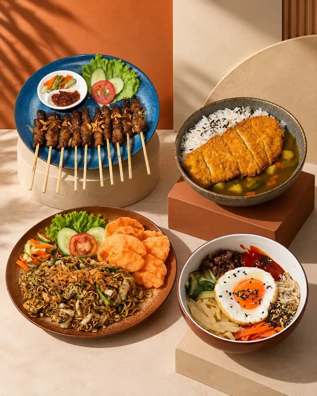 Sate Maranggi, Katsu Curry, Bibimbap