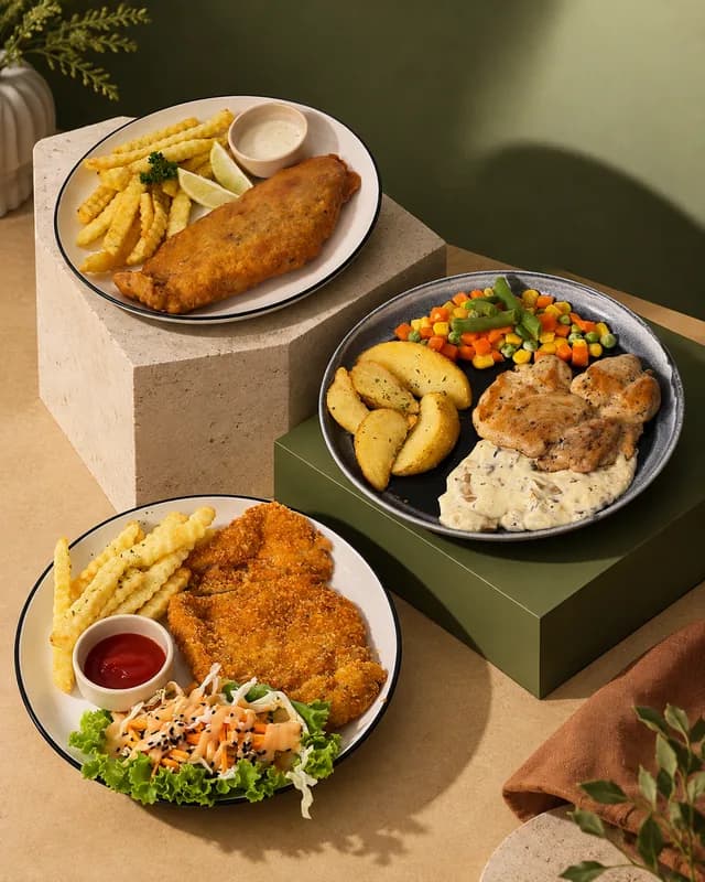 Fish & Chips, Chicken Mushroom
